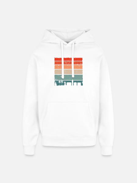 Sunset City Palms Retro Gradient - Oversized Unisex Hoodie by Stanley/Stella - white
