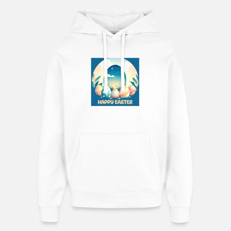 Joyeuses Pâques, oeuf de Pâques - Sweat à capuche unisexe Stanley/Stella Oversized - blanc