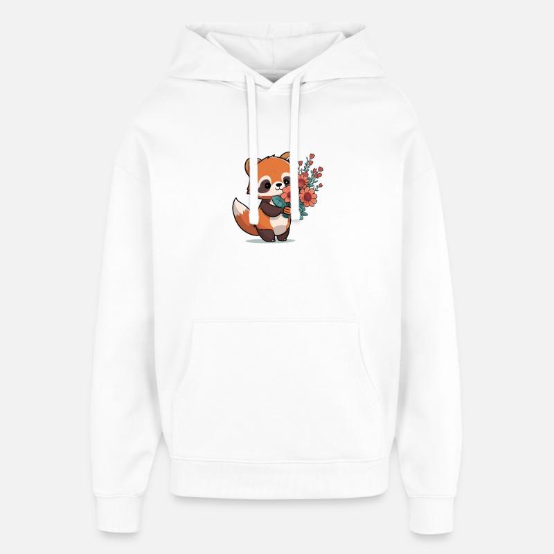 roter Panda mit Blumen - Oversized Unisex Hoodie von Stanley/Stella - Weiß
