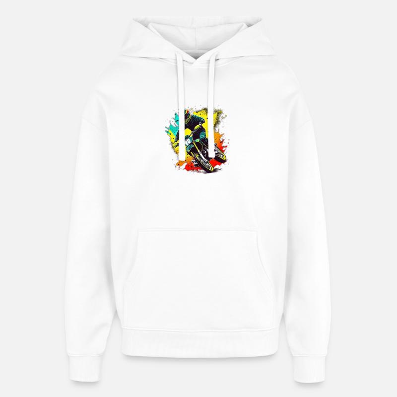 Motocross Farbexplosion - Oversized Unisex Hoodie von Stanley/Stella - Weiß