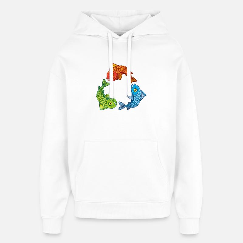 Poisson rgb - Sweat à capuche unisexe Stanley/Stella Oversized - blanc