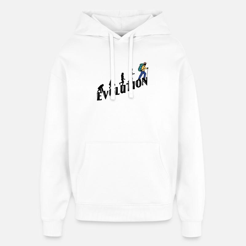 Hiking Evolution Hiker Hike Climbing - Oversized Unisex Hoodie by Stanley/Stella - white