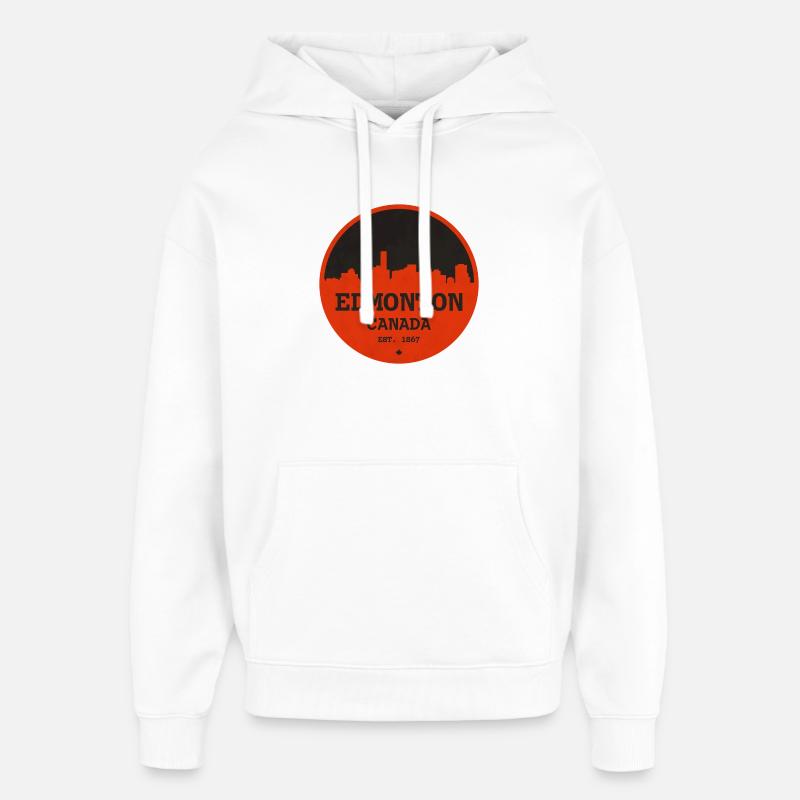 Cercle rétro Edmonton Skyline - Sweat à capuche unisexe Stanley/Stella Oversized - blanc