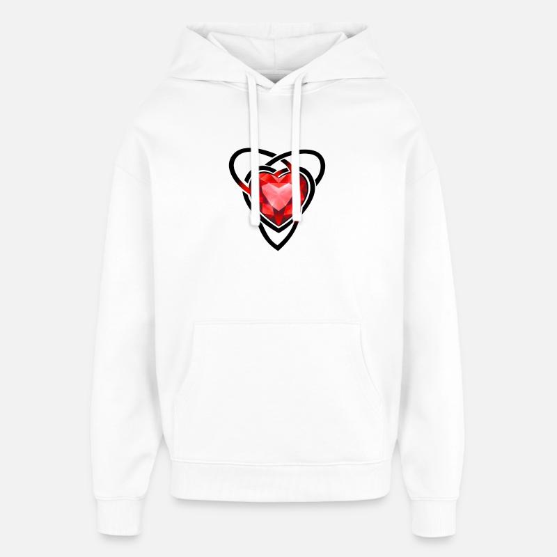 Facettiertes rotes Edelsteinherz - Oversized Unisex Hoodie von Stanley/Stella - Weiß