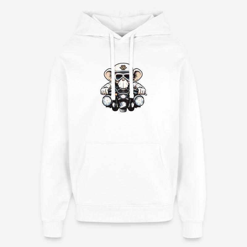 Affe auf Motorrad - Oversized Unisex Hoodie von Stanley/Stella - Weiß
