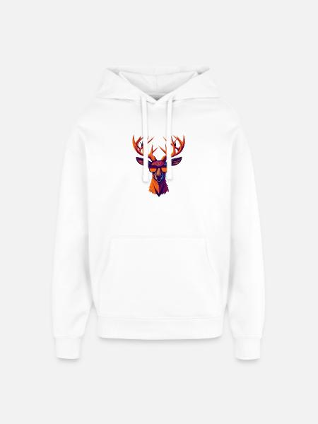 Retro Deer Revolt - Oversized Unisex Hoodie by Stanley/Stella - white