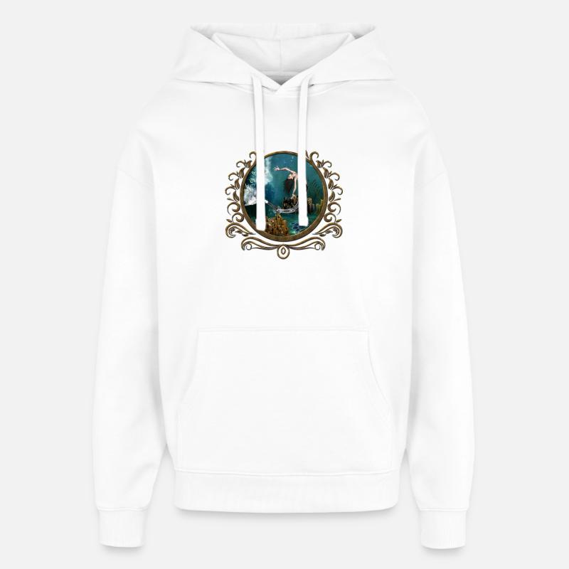 Merveilleuse sirène steampunk dans l’océan profond - Sweat à capuche unisexe Stanley/Stella Oversized - blanc