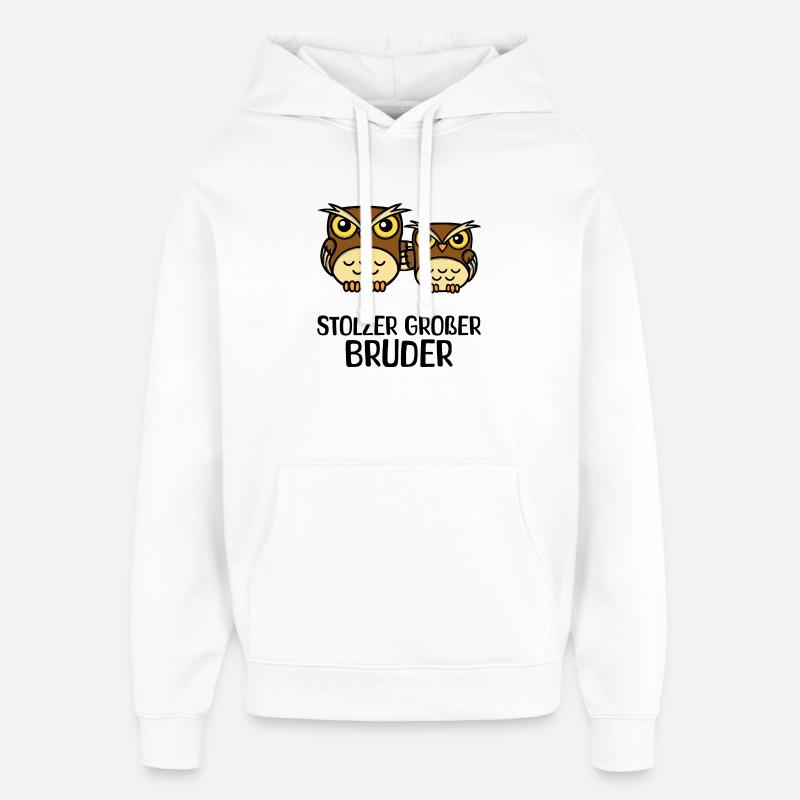 Großer Bruder Statement Eule Geschwisterliebe - Oversized Unisex Hoodie von Stanley/Stella - Weiß