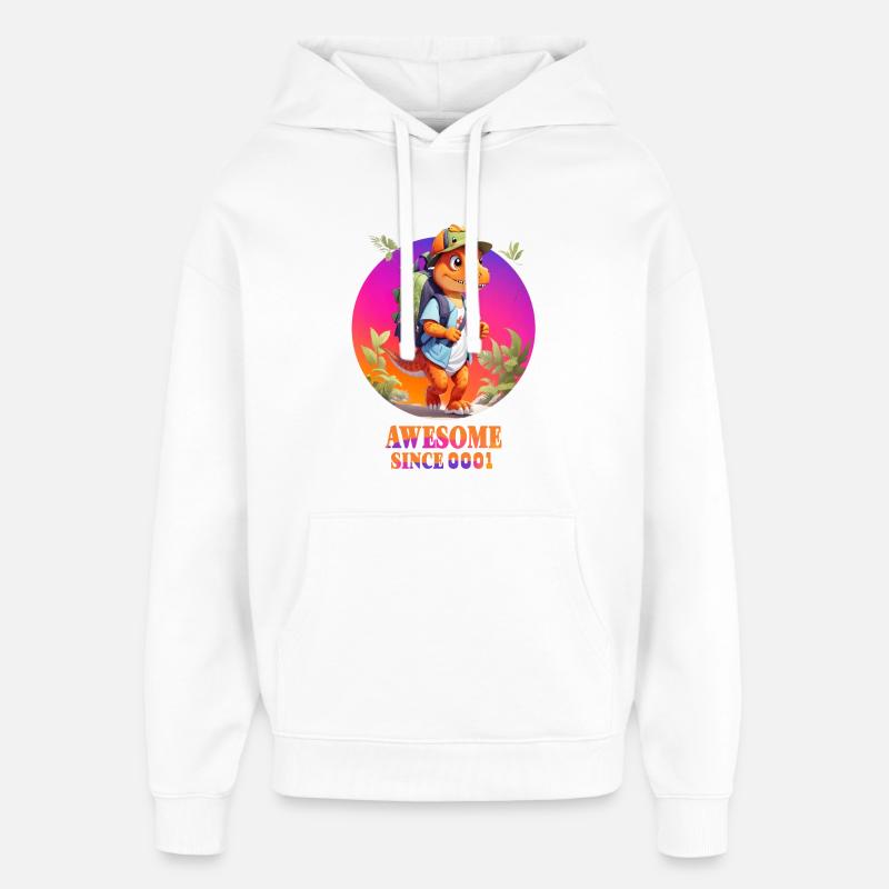 Bébé Dino - Sweat à capuche unisexe Stanley/Stella Oversized - blanc