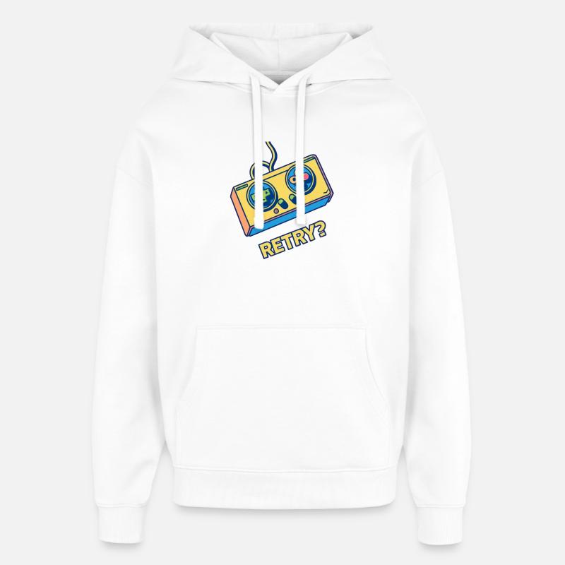 Retro Controller Retry - Oversized Unisex Hoodie by Stanley/Stella - white