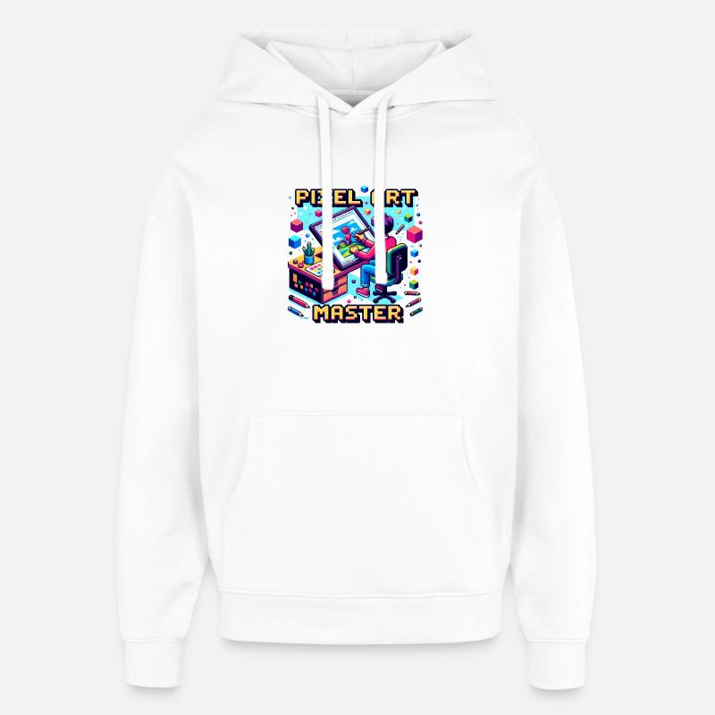 Maître du pixel art - Sweat à capuche unisexe Stanley/Stella Oversized - blanc