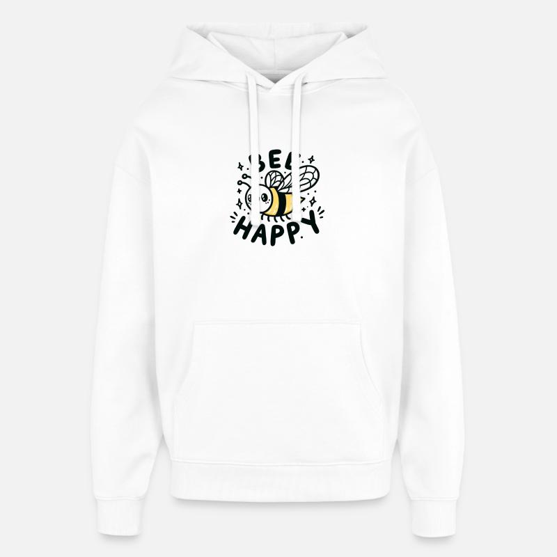 Abeille heureuse - Sweat à capuche unisexe Stanley/Stella Oversized - blanc