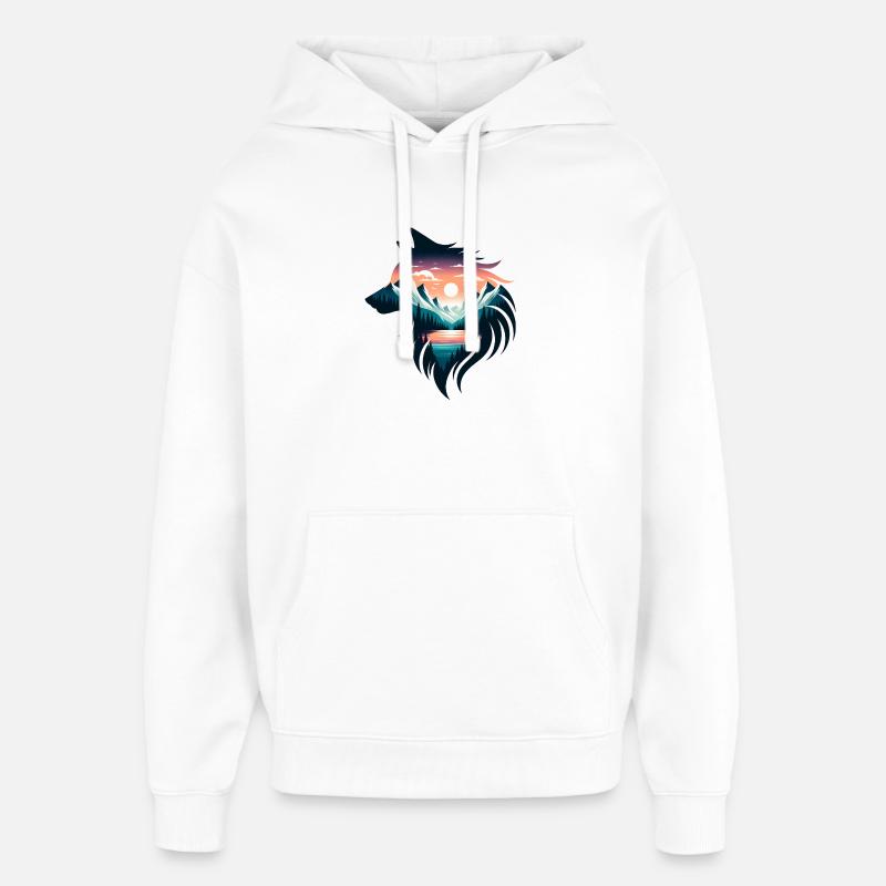 Forme de loup - Sweat à capuche unisexe Stanley/Stella Oversized - blanc