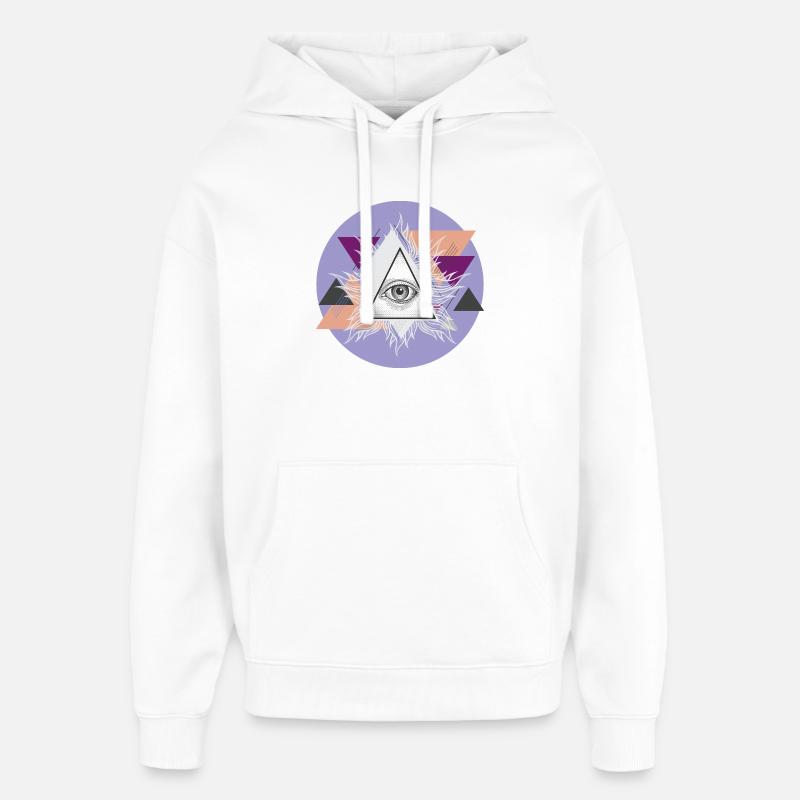 Geometric Triangular Eye with Auras - Oversized Unisex Hoodie by Stanley/Stella - white