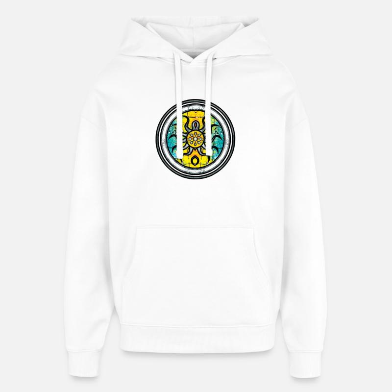 Abstract Krake mit Mandala-Muster - Oversized Unisex Hoodie von Stanley/Stella - Weiß