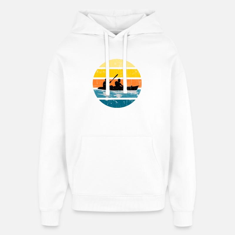 Kayak Duo Sunset Silhouette Circle - Oversized Unisex Hoodie by Stanley/Stella - white