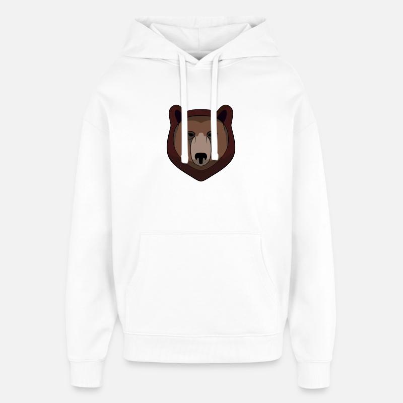 Ours - Tête d’ours - Logo - Sweat à capuche unisexe Stanley/Stella Oversized - blanc