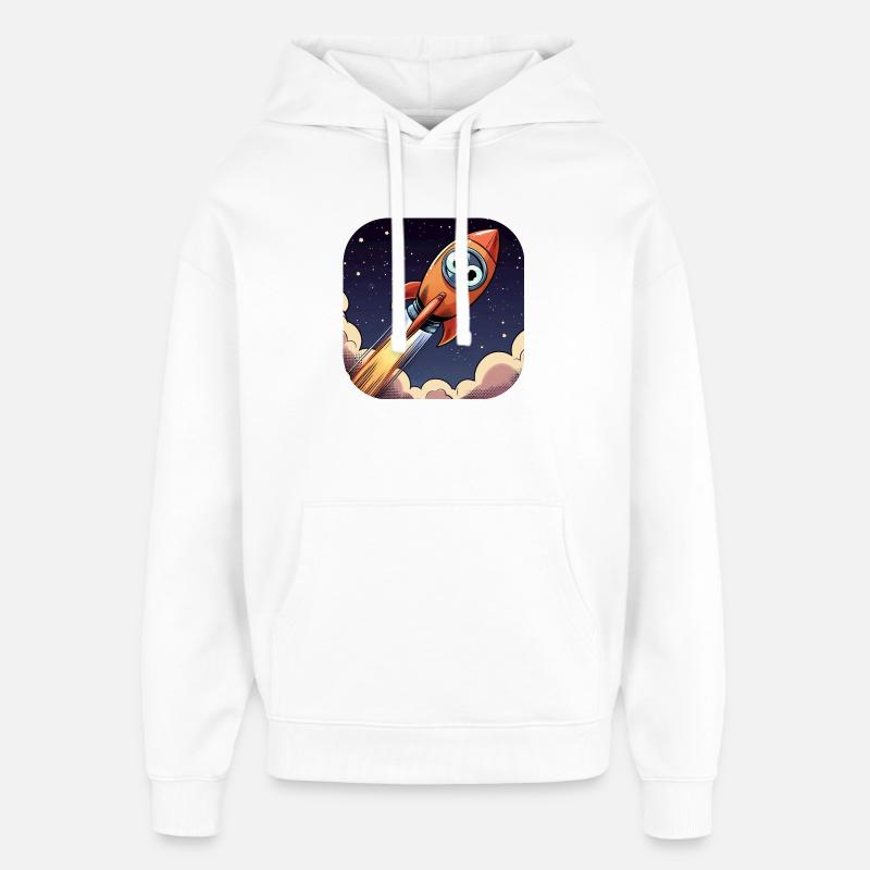 Comic Rakete mit Augen - Oversized Unisex Hoodie von Stanley/Stella - Weiß