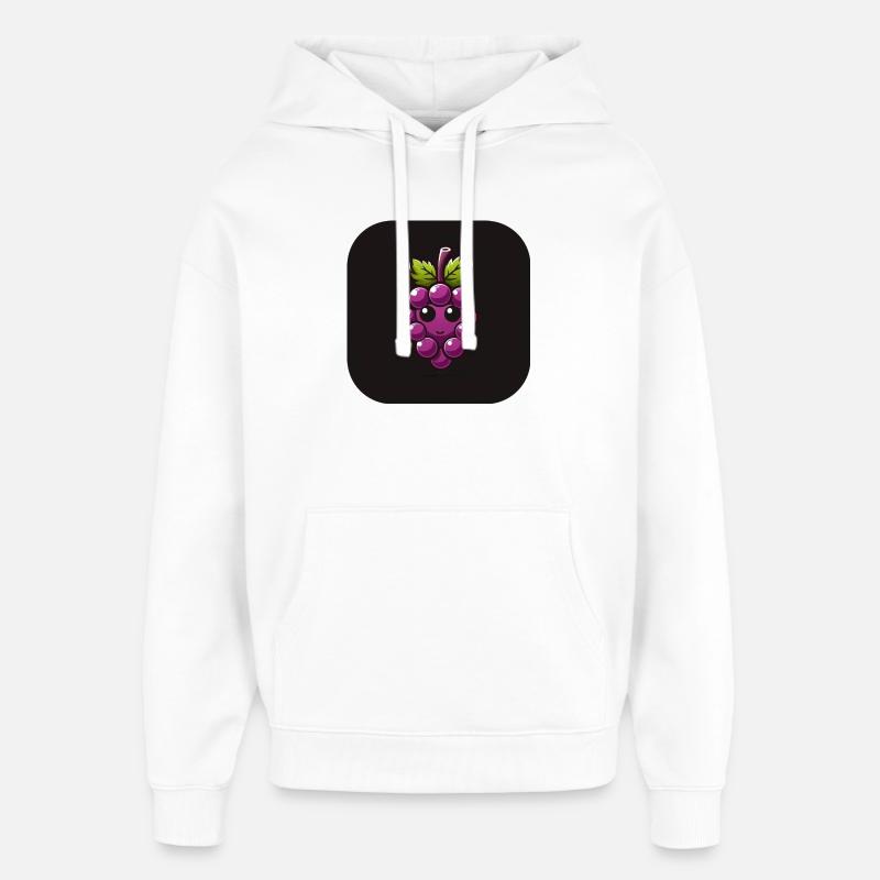 Raisin violet avec visage - Sweat à capuche unisexe Stanley/Stella Oversized - blanc