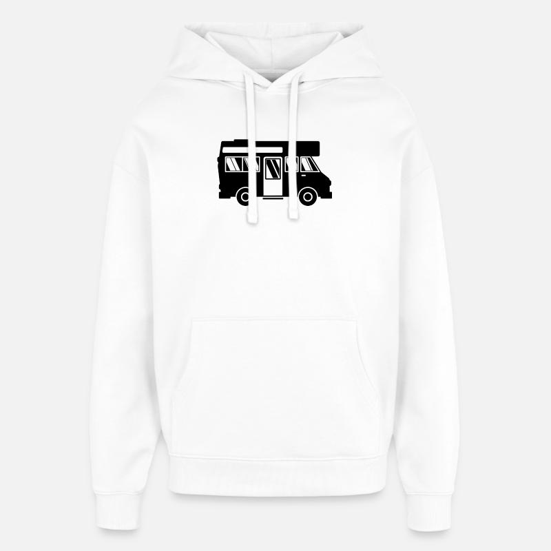 Camping-car Camping-car Randonneurs Camping - Sweat à capuche unisexe Stanley/Stella Oversized - blanc
