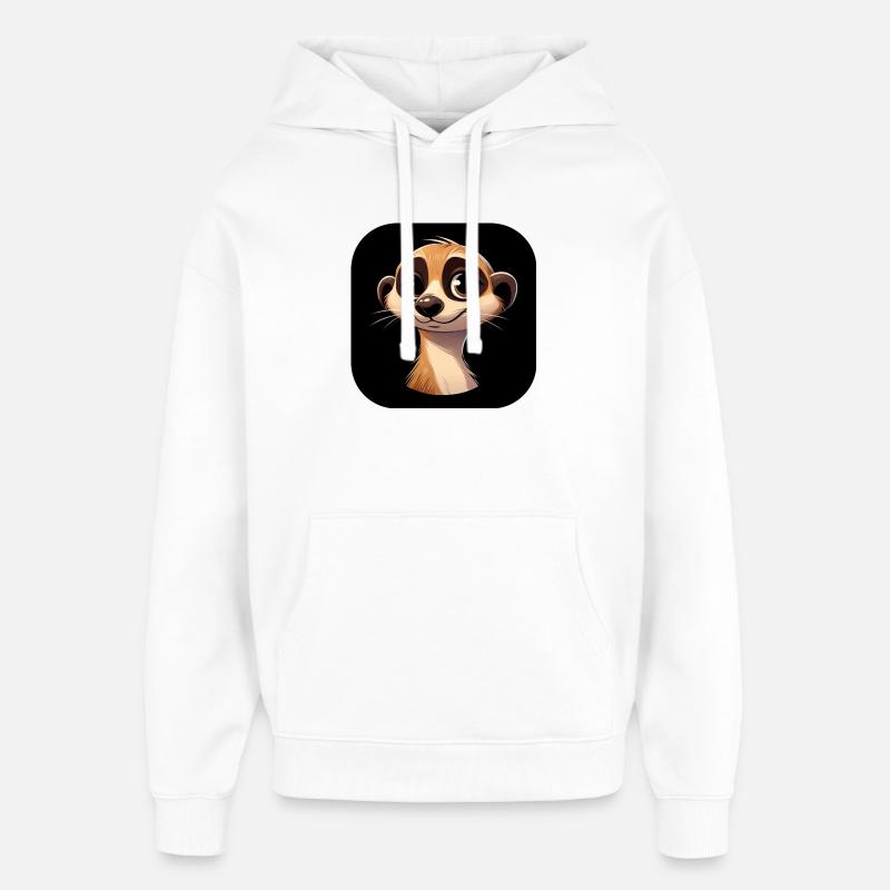 Erdmännchen Kopf Cartoon Comic Portrait - Oversized Unisex Hoodie von Stanley/Stella - Weiß