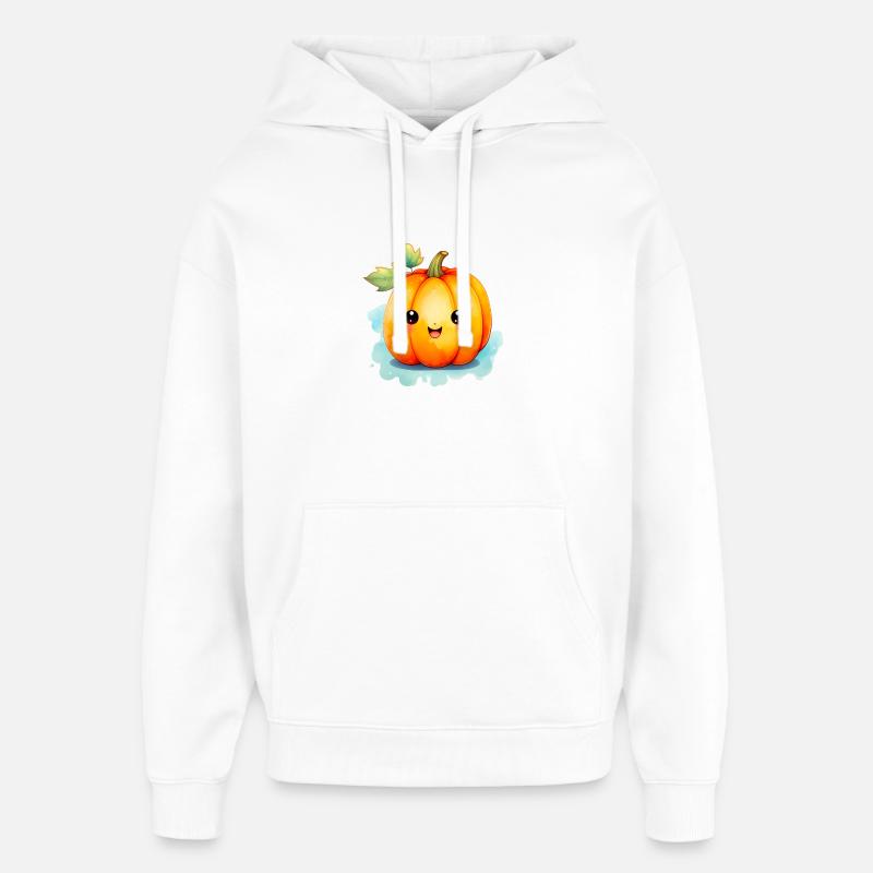 Aquarelle kawaii citrouille - Sweat à capuche unisexe Stanley/Stella Oversized - blanc