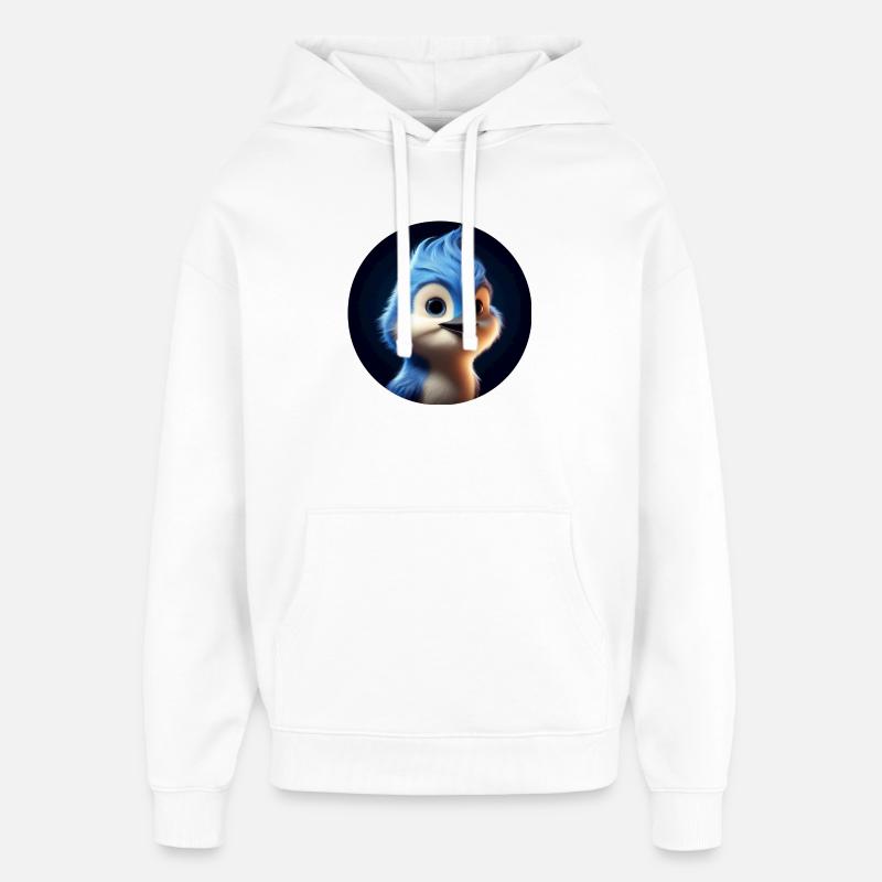 Blauer Vogel im Animationsstil - Oversized Unisex Hoodie von Stanley/Stella - Weiß