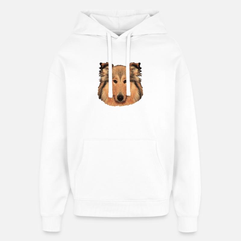 hunde tees mädchen, langhaar collie - Oversized Unisex Hoodie von Stanley/Stella - Weiß
