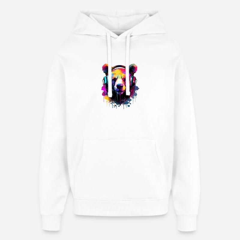 Ours avec casque Music Bears - Sweat à capuche unisexe Stanley/Stella Oversized - blanc