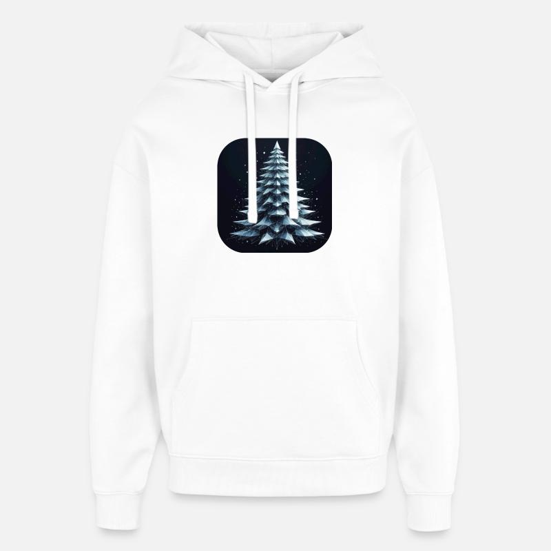 Arbre de Noël Sapin Polygones Vert - Sweat à capuche unisexe Stanley/Stella Oversized - blanc