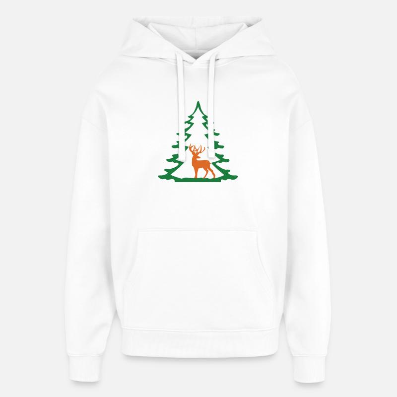 SAPIN AVEC CERF - Sweat à capuche unisexe Stanley/Stella Oversized - blanc