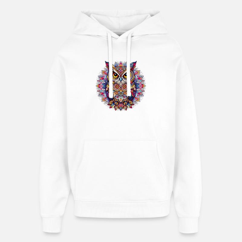 Eule mit Mandalas verziert - Oversized Unisex Hoodie von Stanley/Stella - Weiß