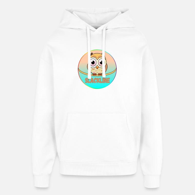 SLACKLINE OWLS - OISEAUX - Sweat à capuche unisexe Stanley/Stella Oversized - blanc