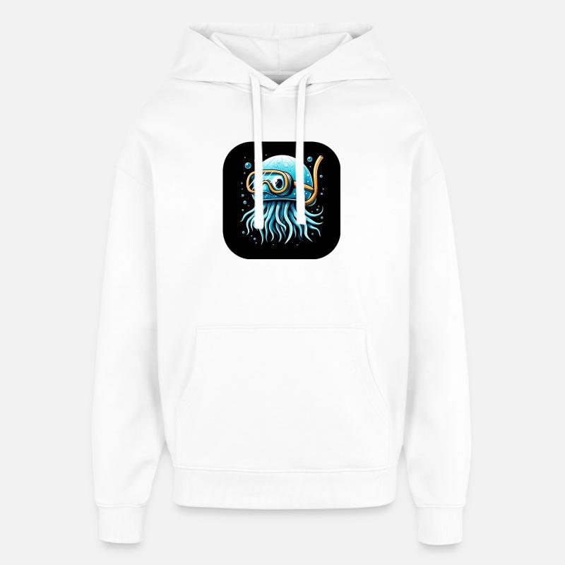 Krake mit Taucherbrille Comic - Oversized Unisex Hoodie von Stanley/Stella - Weiß