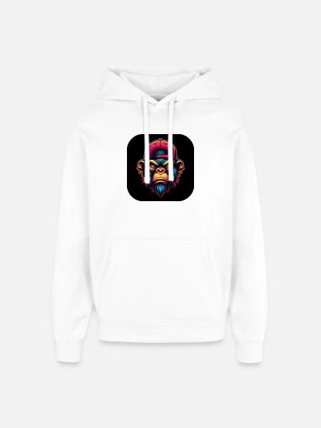 Wütender Affe mit Kappe in Bunt - Oversized Unisex Hoodie von Stanley/Stella - Weiß