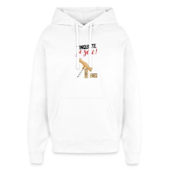 T'inquiète je gère - Sweat à capuche unisexe Stanley/Stella Oversized - blanc - Devant - AI Model Female 172 light (172cm) & AI Model Male 185 light (185cm)