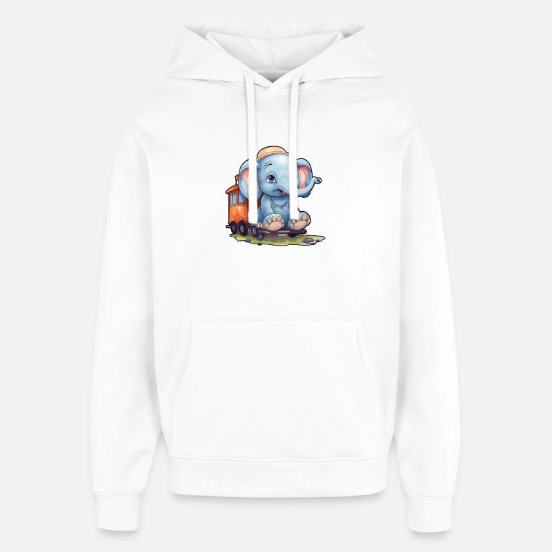 Elephant Rides Railroad Elephant - Sweat à capuche unisexe Stanley/Stella Oversized - blanc