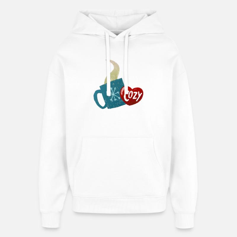 Sticker mug avec thé chaud - Sweat à capuche unisexe Stanley/Stella Oversized - blanc