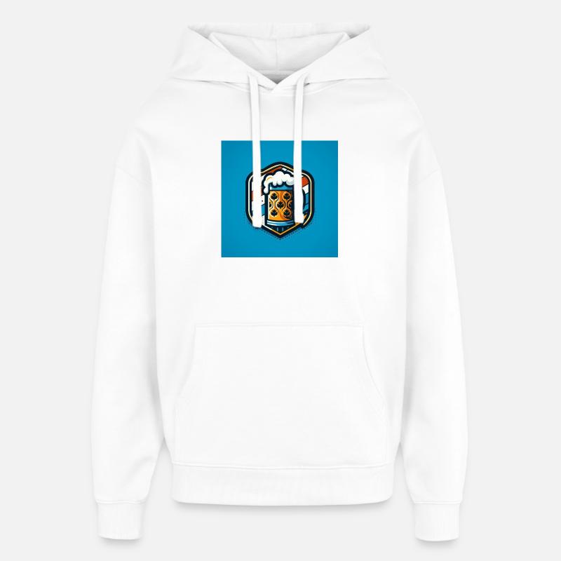 Logo de la bière 1 - Sweat à capuche unisexe Stanley/Stella Oversized - blanc