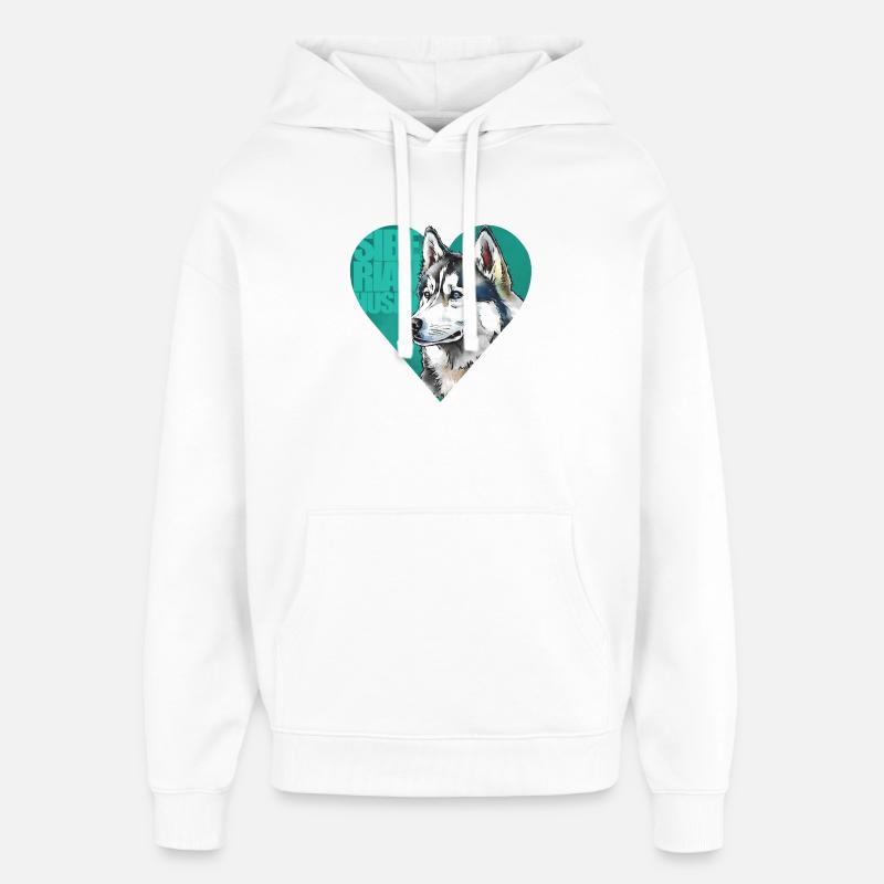 Portrait de Husky sibérien - Sweat à capuche unisexe Stanley/Stella Oversized - blanc