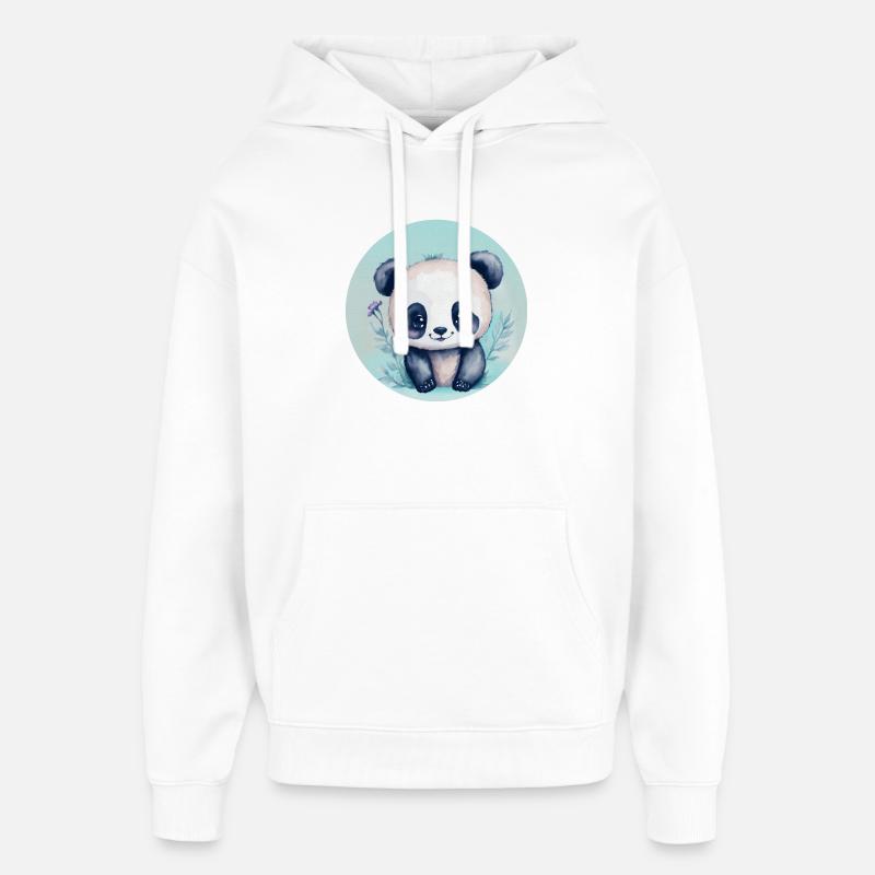Panda mignon aquarelle nature - Sweat à capuche unisexe Stanley/Stella Oversized - blanc