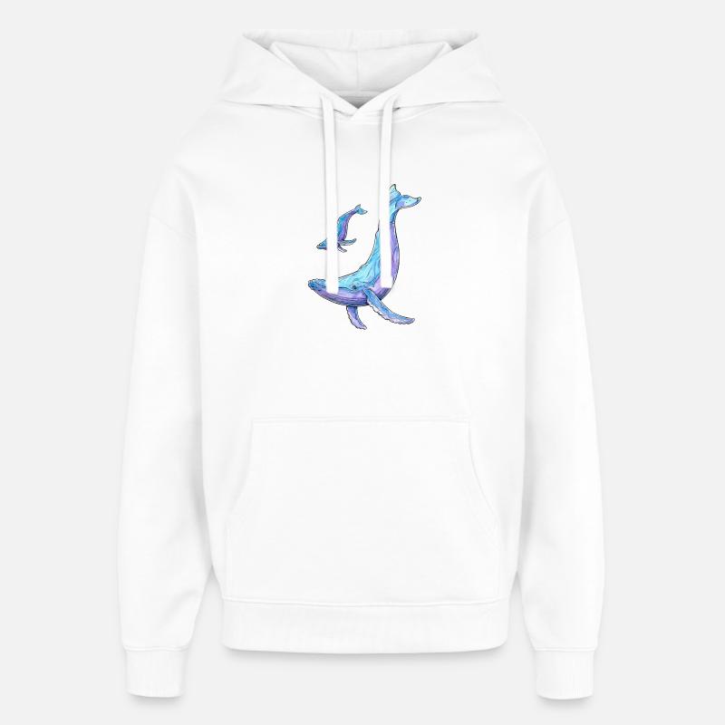 Buckelwal mit Kalb - Oversized Unisex Hoodie von Stanley/Stella - Weiß