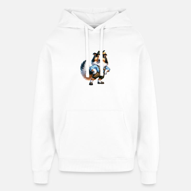Collie Hund Bayern - Sweat à capuche unisexe Stanley/Stella Oversized - blanc