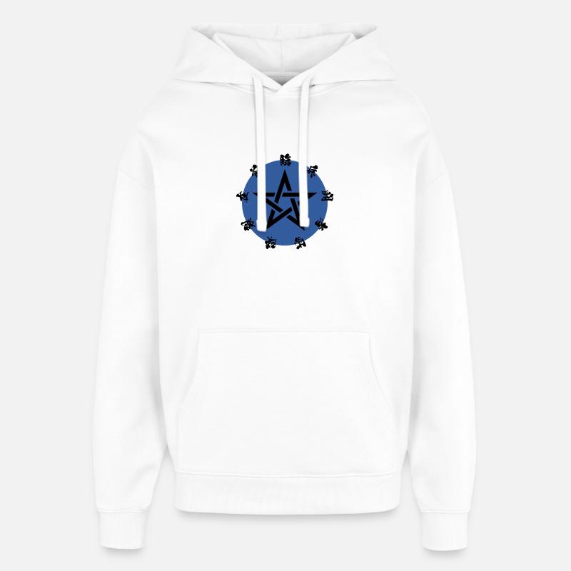 KU-JI MANTRA / indigo - Japanise KANJI - Sweat à capuche unisexe Stanley/Stella Oversized - blanc