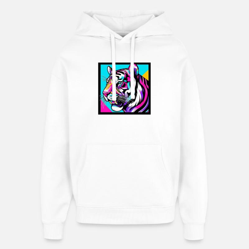 Tigre - Sweat à capuche unisexe Stanley/Stella Oversized - blanc