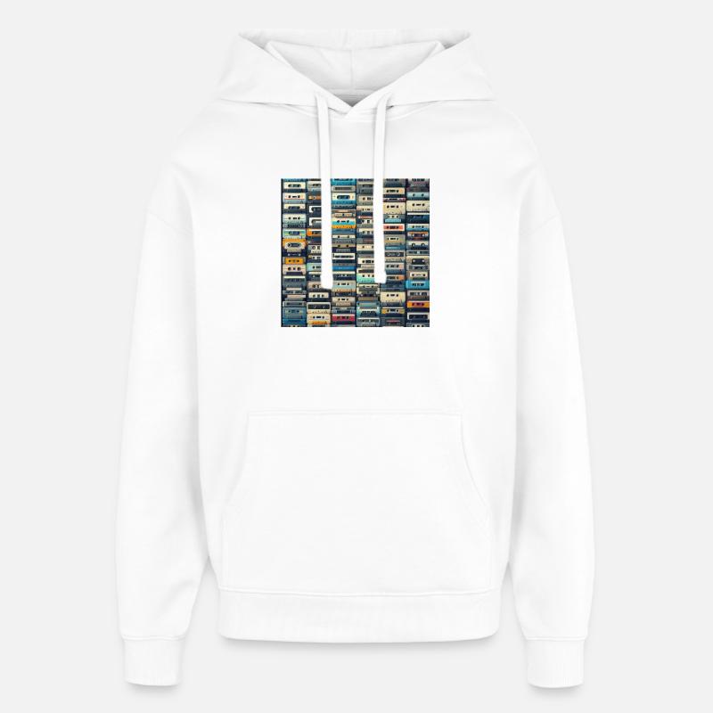 Cassette audio - Sweat à capuche unisexe Stanley/Stella Oversized - blanc