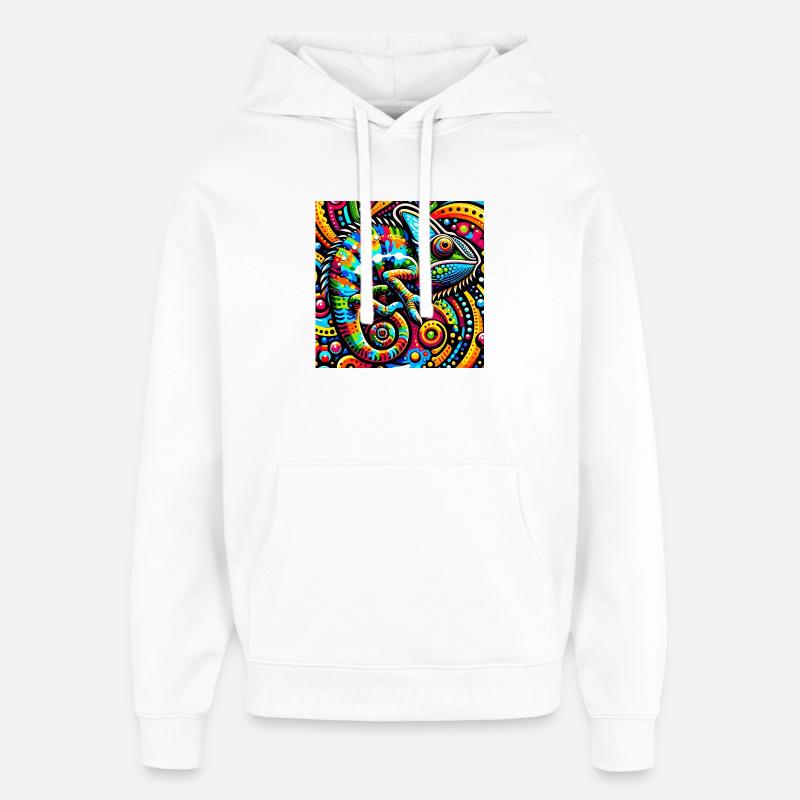 Caméléon Pop Art - Sweat à capuche unisexe Stanley/Stella Oversized - blanc