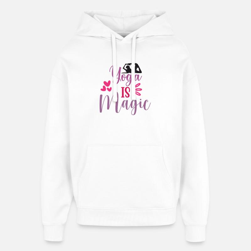 Le yoga, c’est magique - Sweat à capuche unisexe Stanley/Stella Oversized - blanc