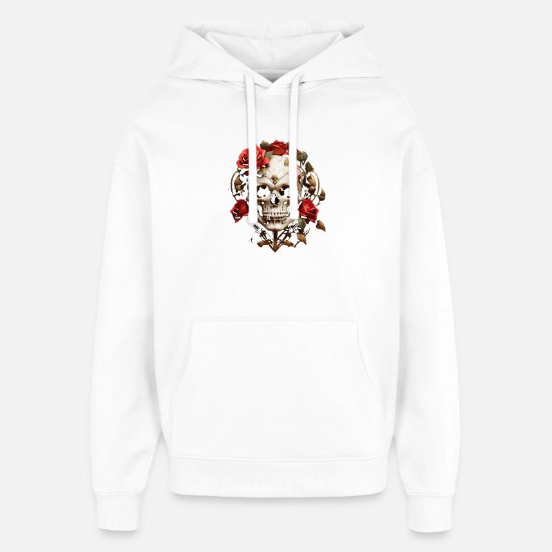 Couronne de crâne rouge rose - Sweat à capuche unisexe Stanley/Stella Oversized - blanc