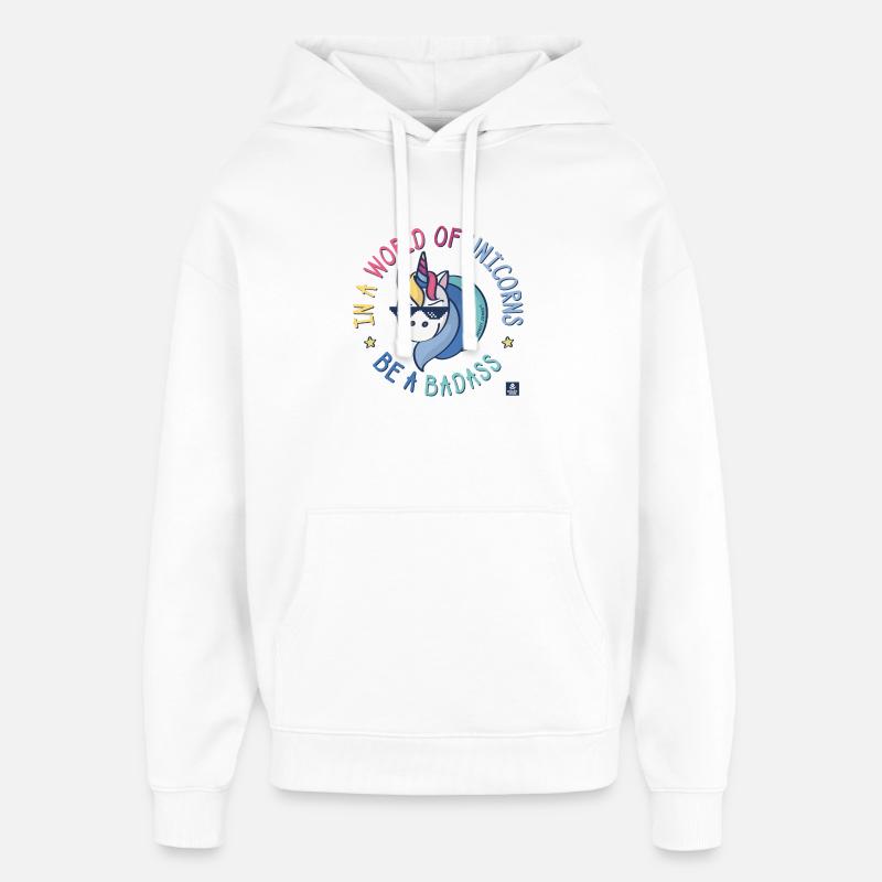 Licorne badass - Sweat à capuche unisexe Stanley/Stella Oversized - blanc
